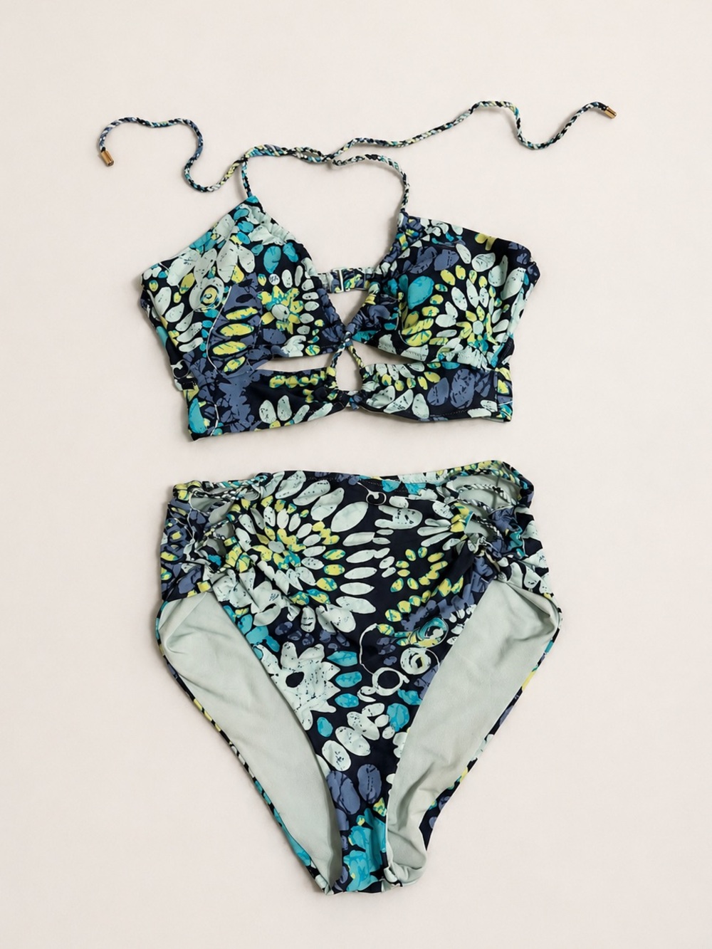 Aerie Real Good floral two-piece bikini set in size M/M.